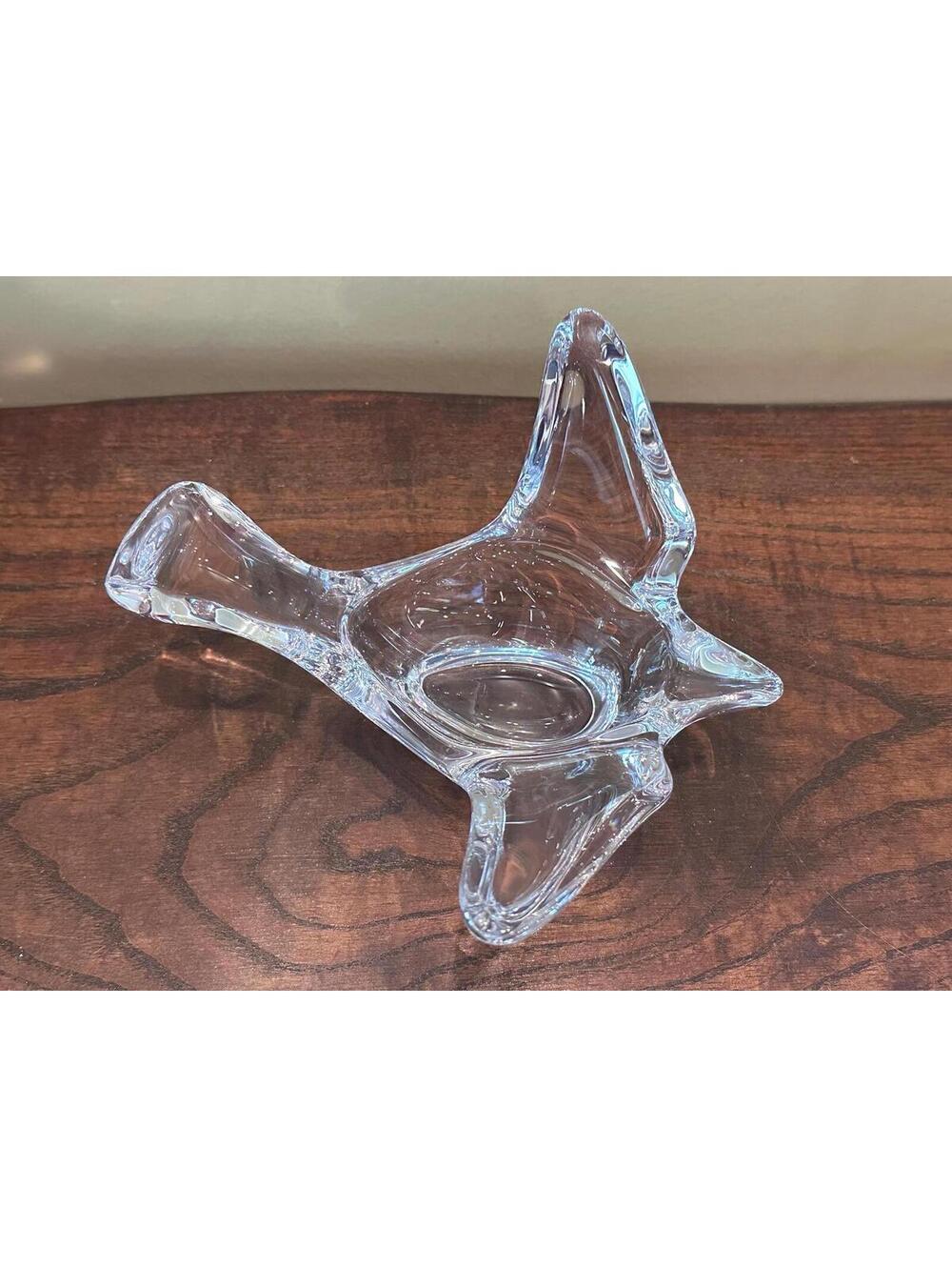Princess House Vintage Crystal Glass Dove Flying Bird Candle Votive Trinket Dish
